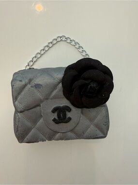 Chanel No.5 perfume and soy candle- Quilted Mini Bag with Black Camellia candle